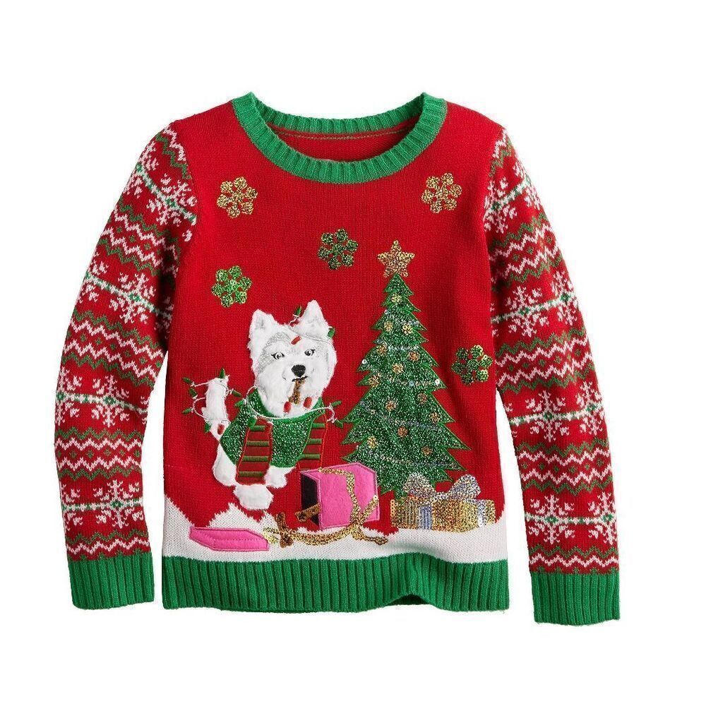 33 Degrees long sleeve crewneck Dog with Treats Christmas sweater.